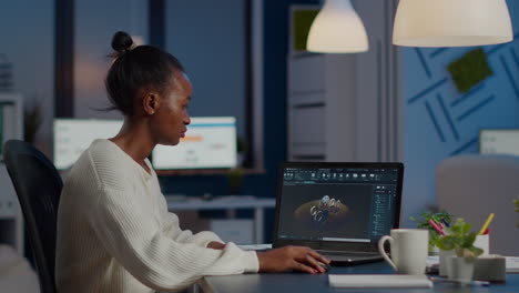 african woman engineer working in modern cad program with gear