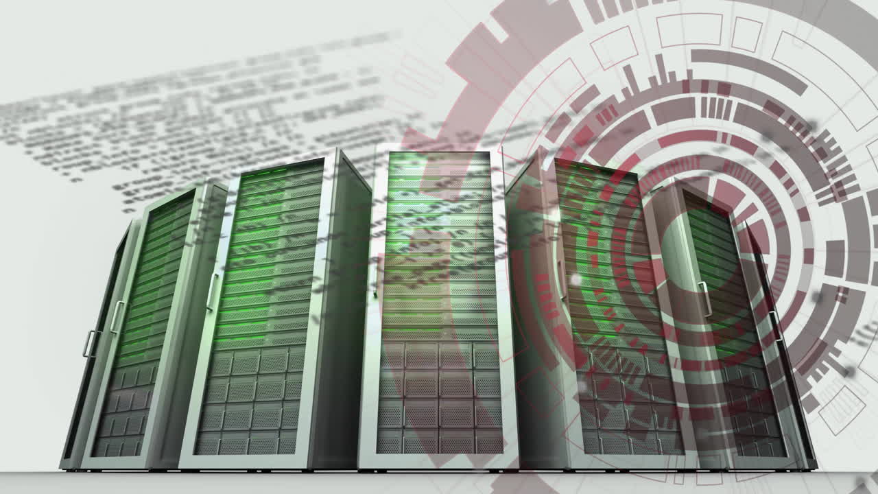Animazione di elaborazione dati e scansione su server.