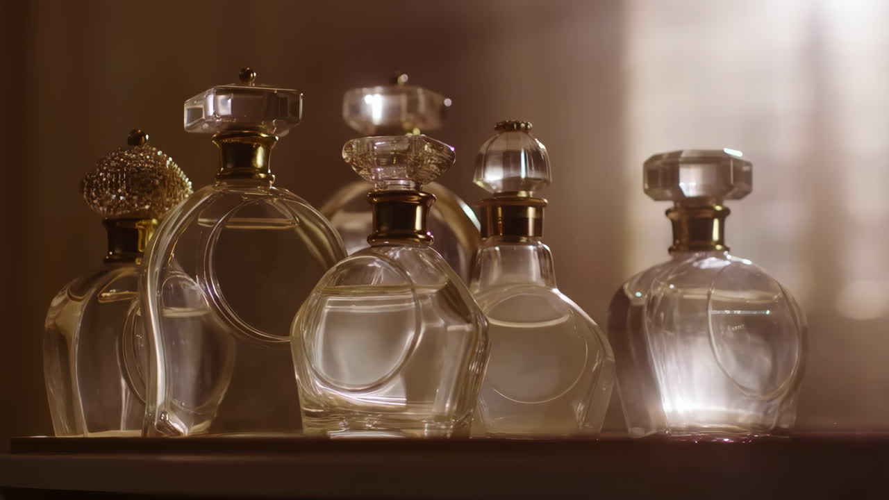 Collezione di eleganti bottiglie di profumi