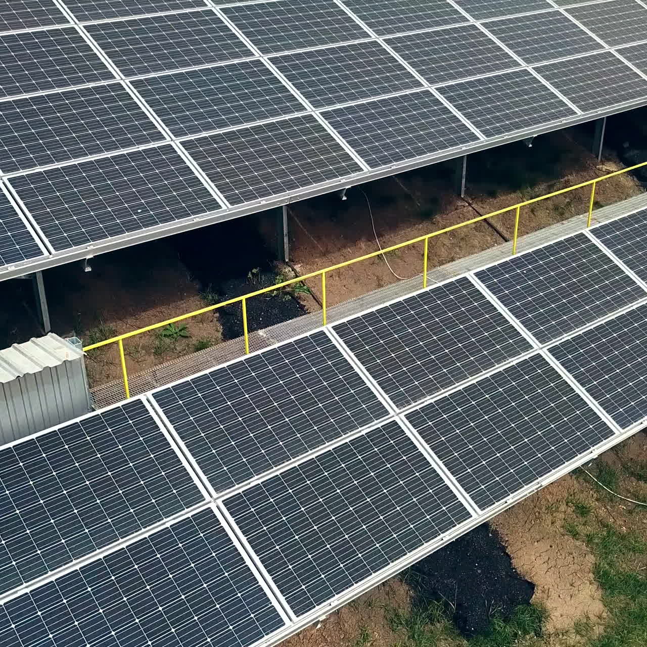 Aerial view of Solar panels. Photovoltaic power supply systems. Solar power plant.Source of ecological renewable energy.