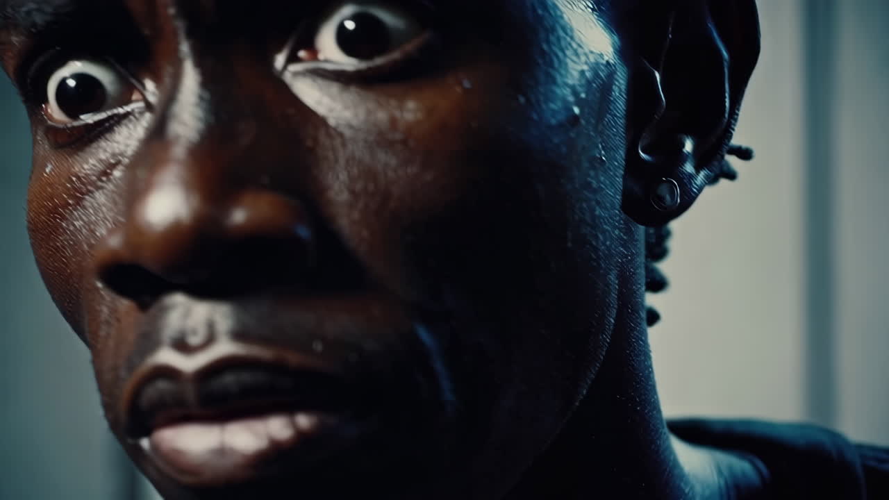 Close-up of a man with a shocked expression