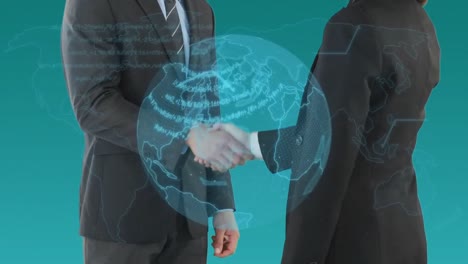 Animation-of-globe-over-business-handshake