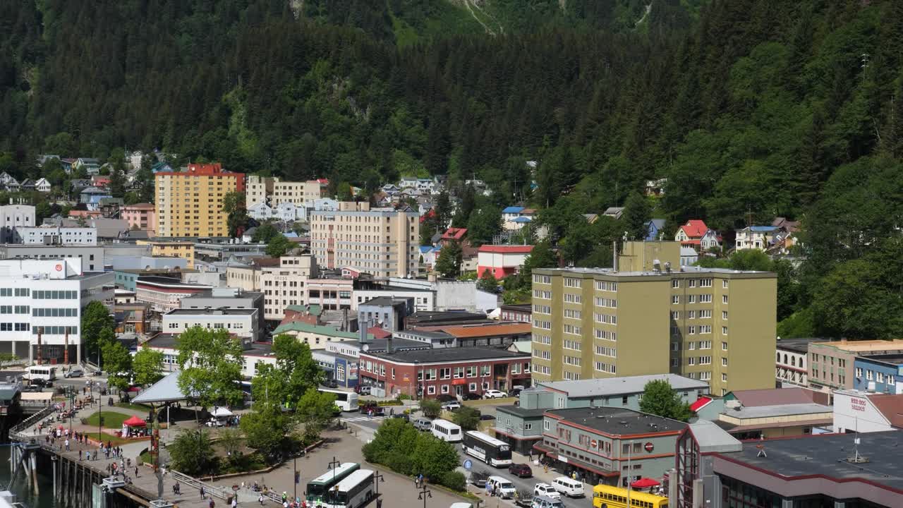 Downtown Juneau, Alaska, in a sunny summer day.