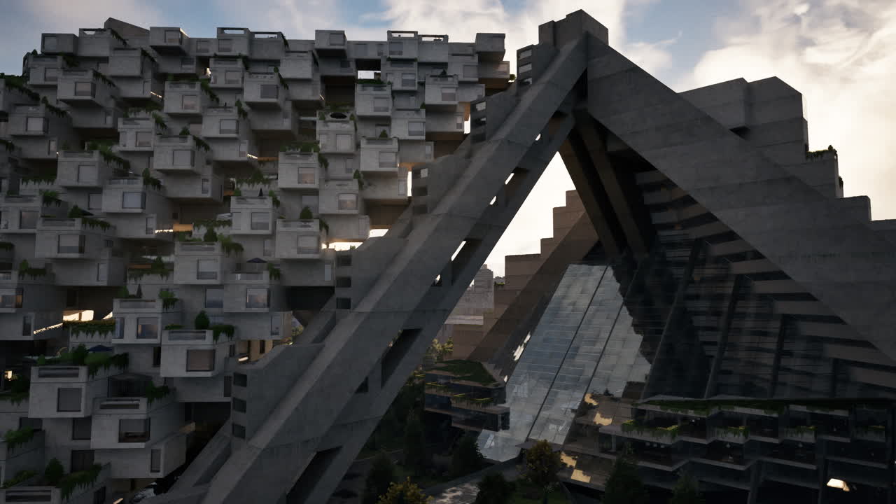 활기찬 초록색 잎자루로 인 건물