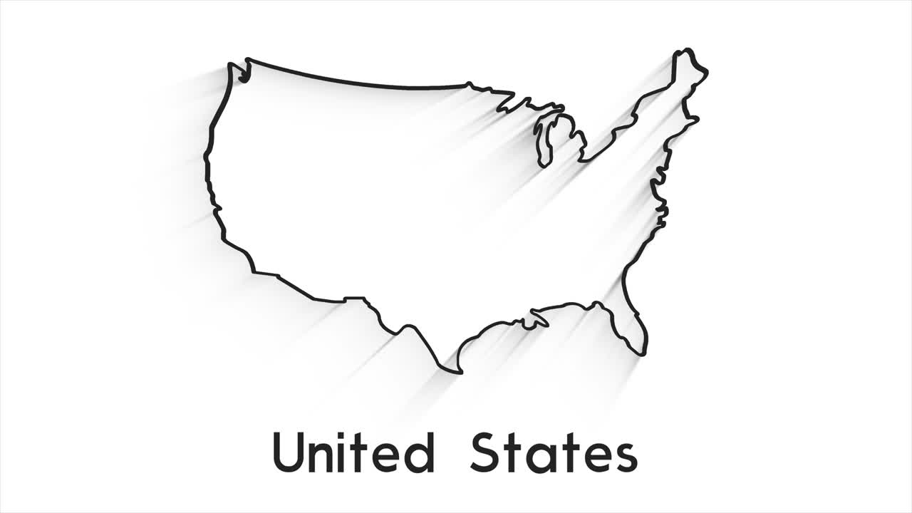 다양한 주를 보여주는 미국 지도 (animated usa contiguous lower 48 u.s. state map on an isolated chroma key background)
