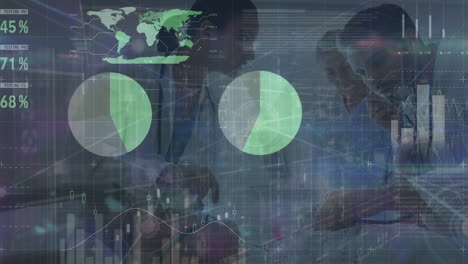 animation of data processing over diverse doctors talking