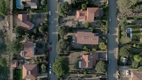 from above, view at residential houses, calm spanish neighbourhood