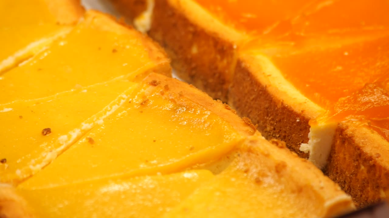 Close-up of delicious cheesecake slices