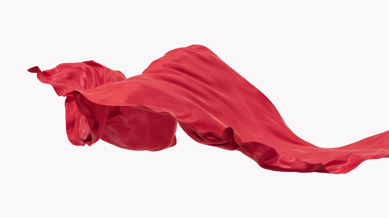 la tela de onda roja que fluye con el canal alfa, renderización en 3d.