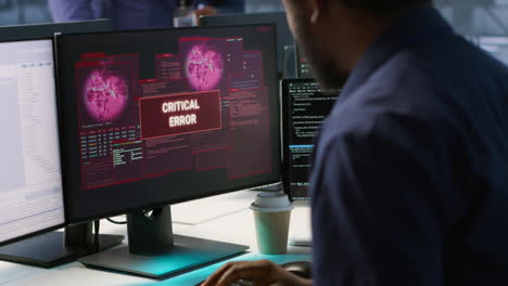 it technician diagnosing a critical error