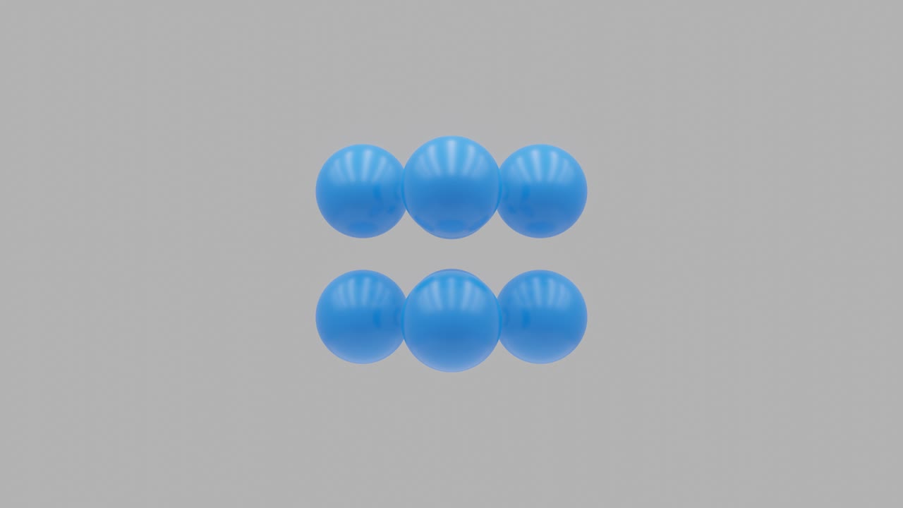 8개의 파란색 구는 색 바탕에 회전합니다. 3d 렌더링된 객체는 원활한 루프 모션 그래픽으로 표시됩니다.