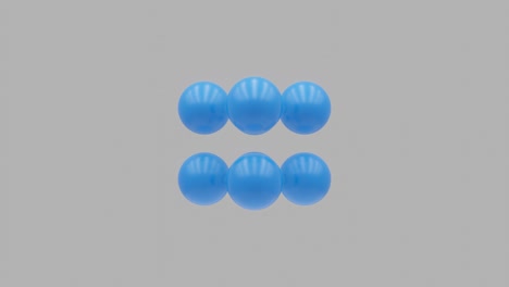 ocho esferas azules giran sobre un fondo blanco. objetos renderizados en 3d en gráfico de movimiento de bucle sin costuras