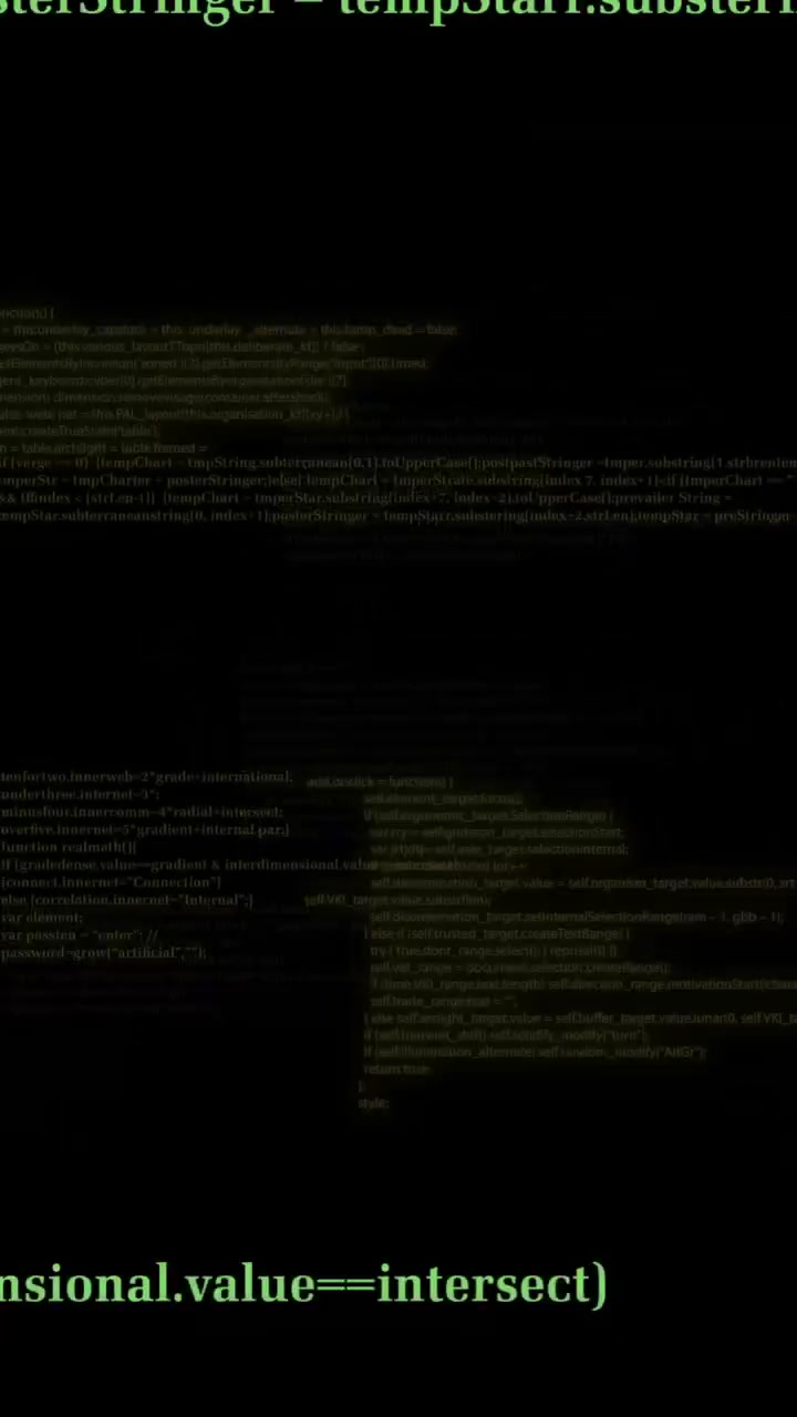 Animation of green data processing on black background