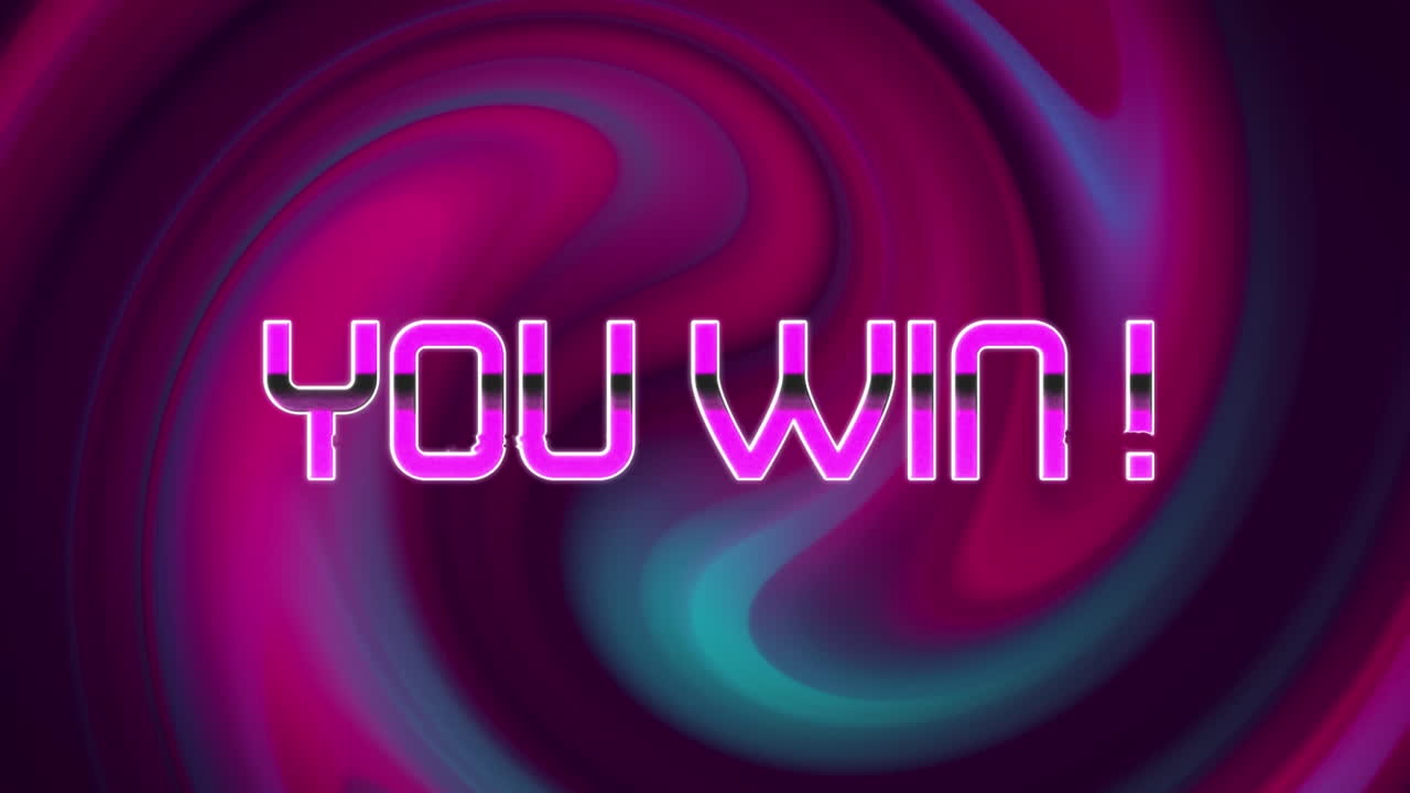 빨간색과 초록색 빛의 회전 위에 분홍색으로 텍스트를 이기는 애니메이션