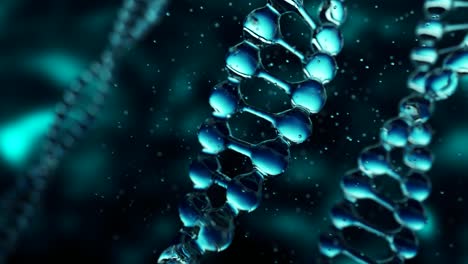 dna molecule in water on dark background. seamless loop 3d render