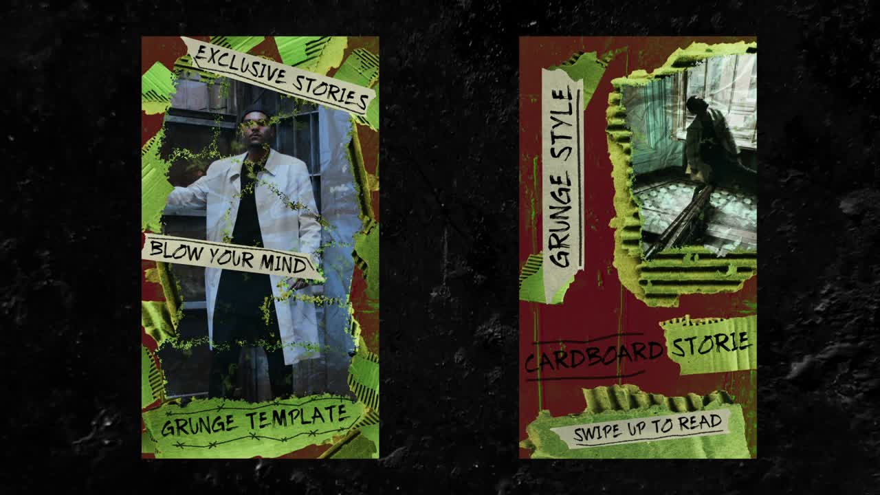 Grunge and Cardboard Style Instagram Stories