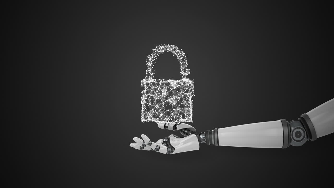 mano robótica que presenta la seguridad de datos en la nube digital