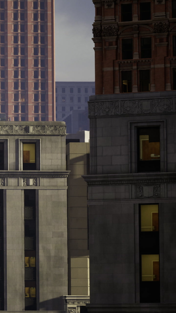 City buildings create skyline during late afternoon in urban area