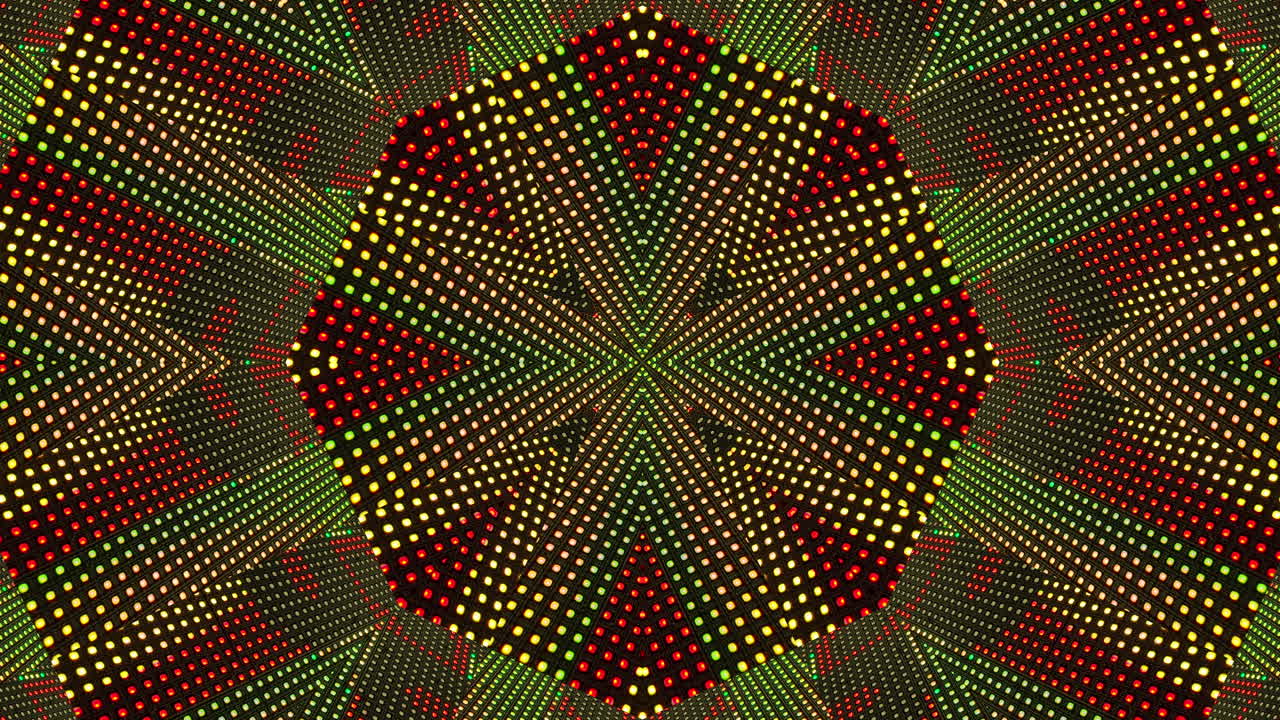 patrón caleidoscópico de diodos de visualización led de colores