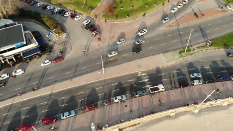 aerial footage of transit and beach in montevideo uruguay