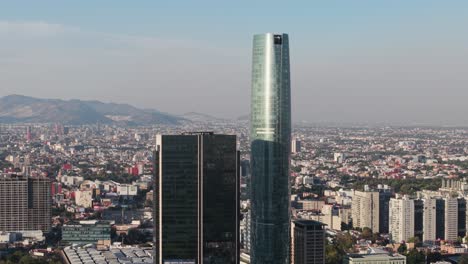 parallax effect drone view of mitikah tower in coyoacan, cdmx