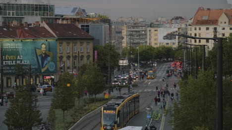 hungary, budapest, downtown. vehicles depart and arrive from szell kalman square.
