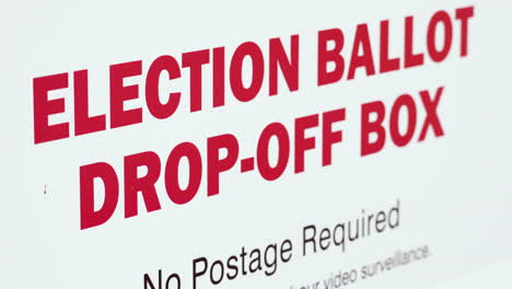 election ballot drop-off box sign for mail-in voting close up