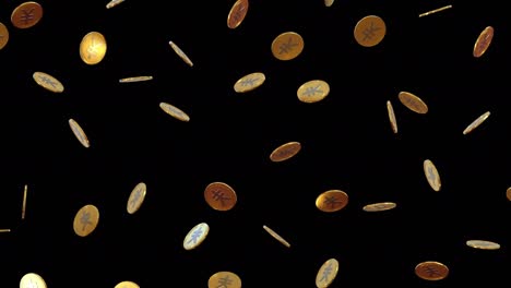 animación de monedas que caen con fondo negro, símbolo del círculo del libro