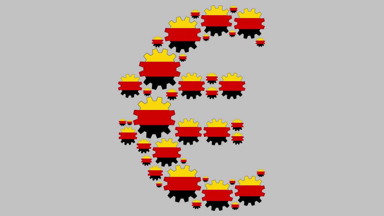 German flag gears shaping euro symbol