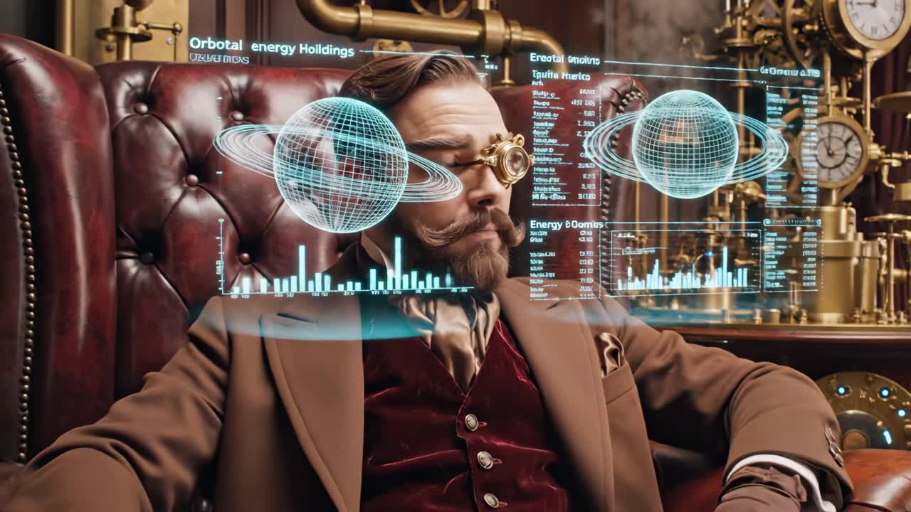 Steampunk Man with Futuristic Technology