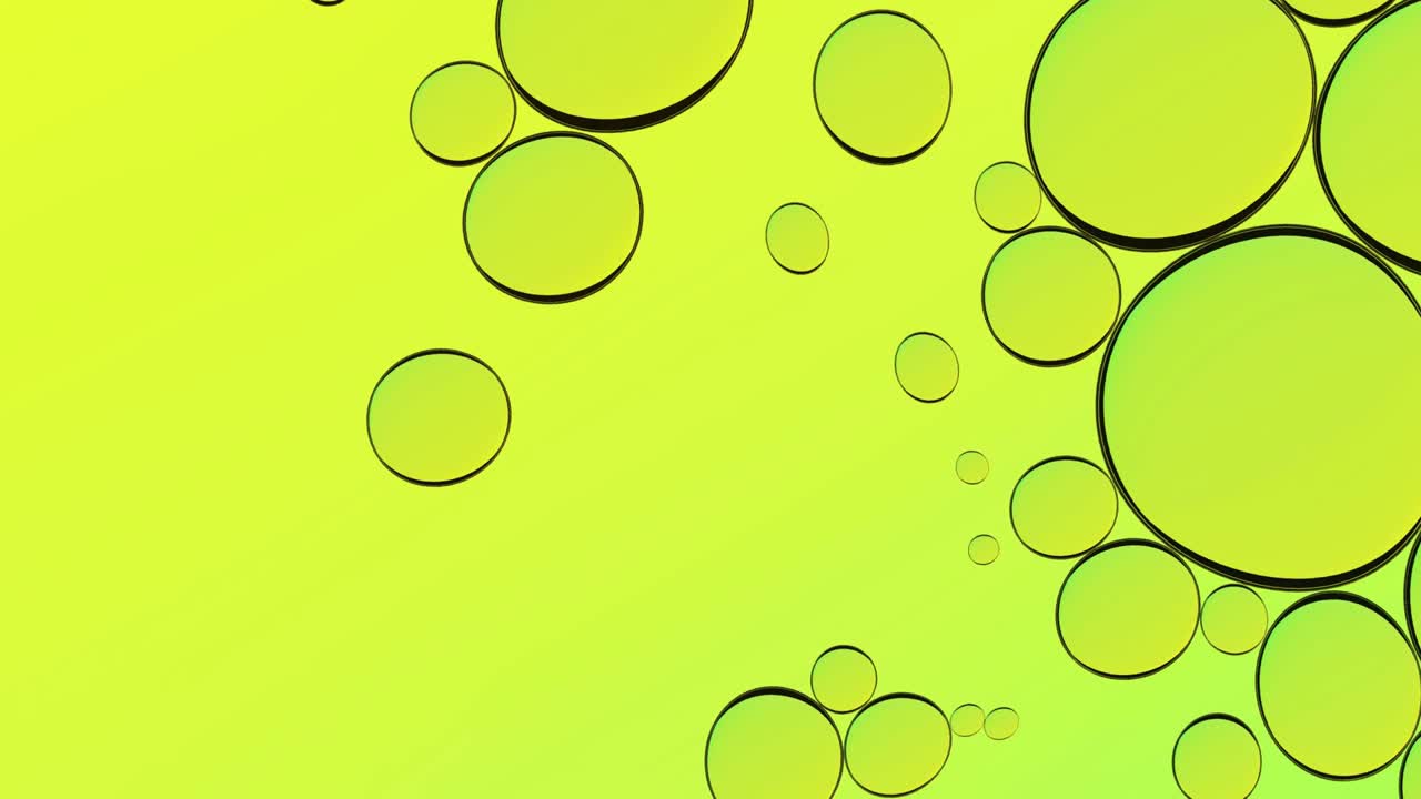Green backdrop. Water oil bubbles abstract design. Green liquid splash background macro. Olive oil seamless loop.