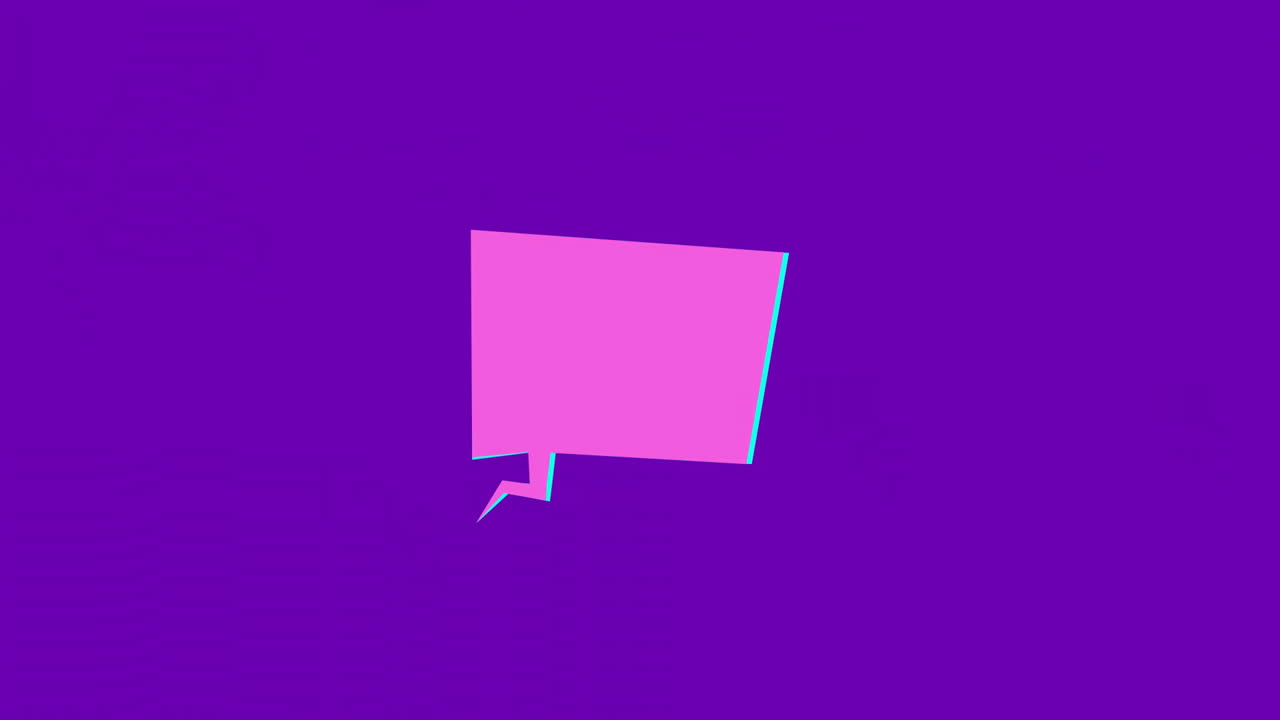 Animation of colourful shapes moving over speech bubble