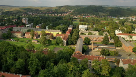 impressive aerial aspect settlement hungary ózd, sunny day