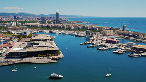 View-From-Above-Of-Barcelona's-Bustling-Port