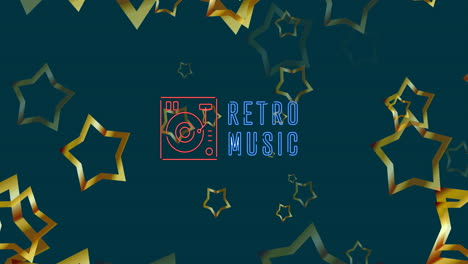 animación de texto de música retro sobre las estrellas