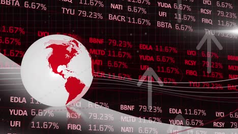 Globe-and-arrows-against-Stock-market-data-processing-