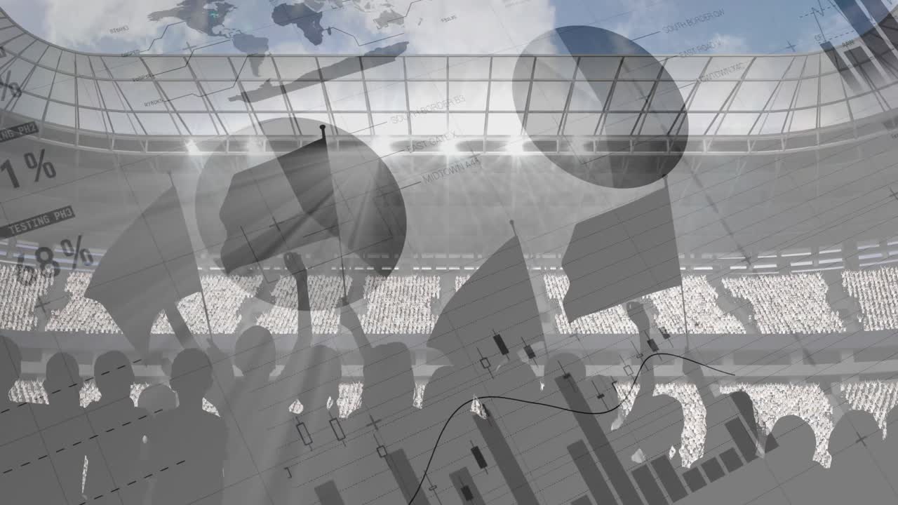 팬들의 실루 ⁇ 과 스포츠 스타디움의 배경에 대한 통계 데이터 처리