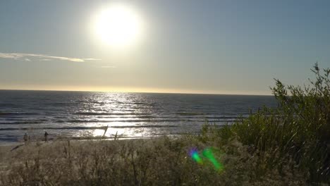 sunset over the baltic sea in palanga. 4k. palanga, lithuania. sandy coast of the baltic sea.