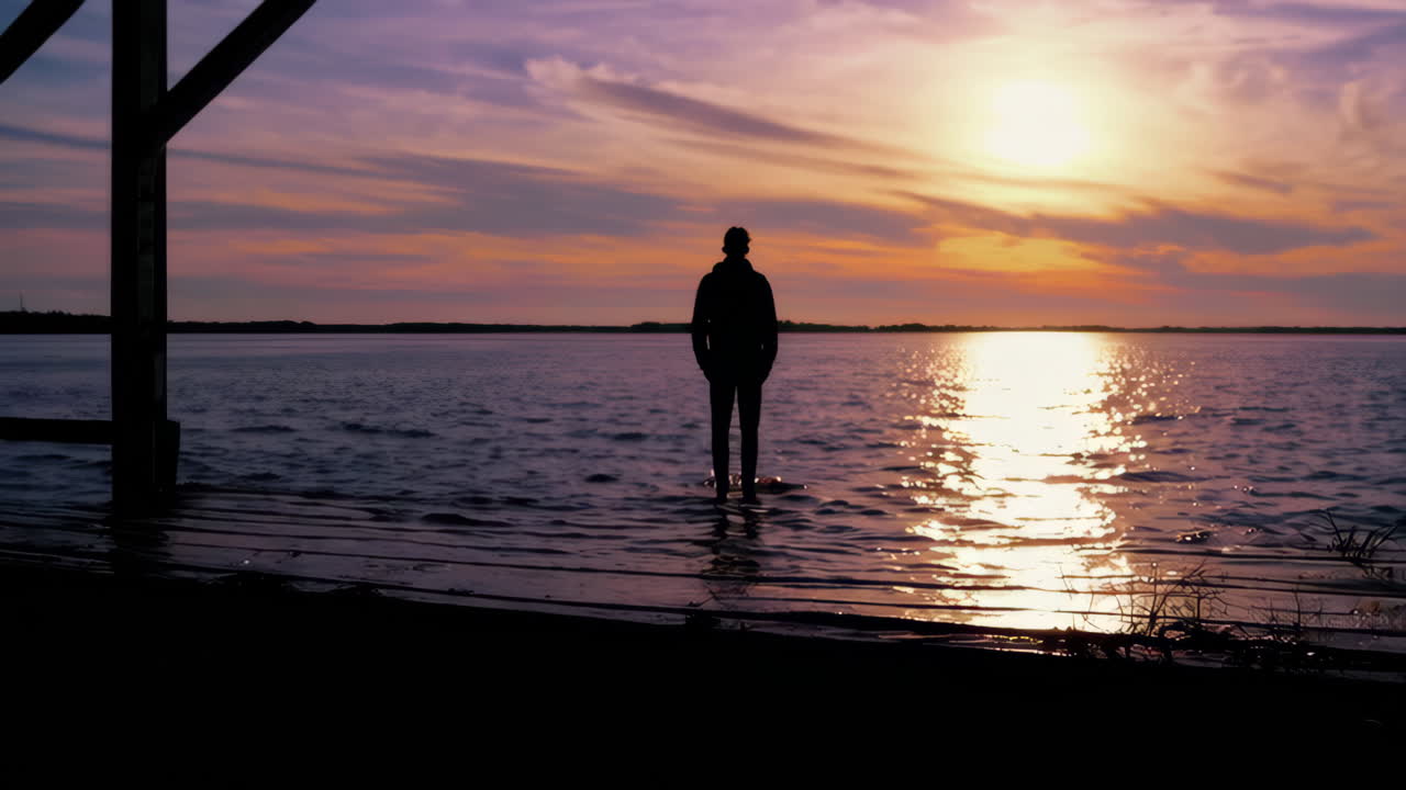 Sunset Silhouette on Water