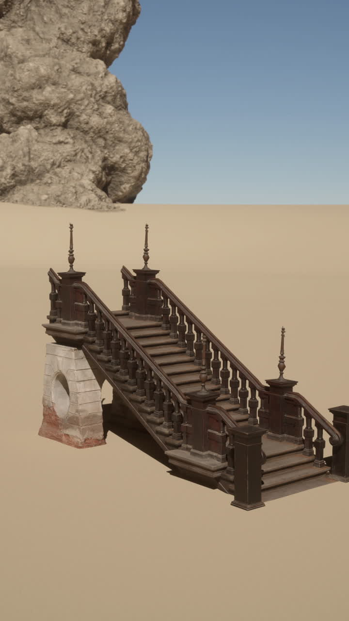 Una scala di legno conduce a un arco nel deserto