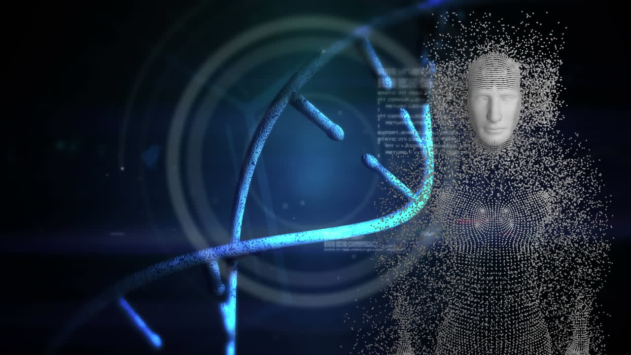 cuerpo humano con cadena de adn