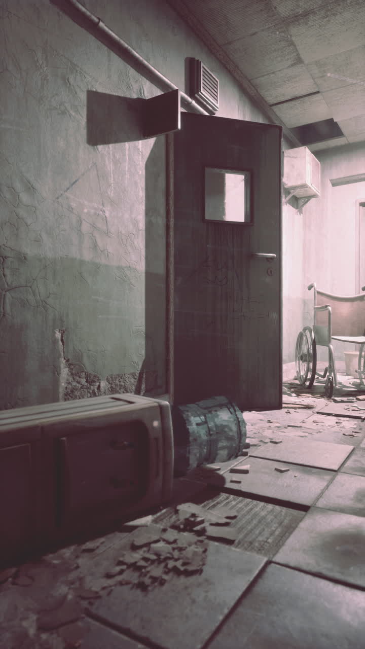 끔찍한 버려진 병원 복도