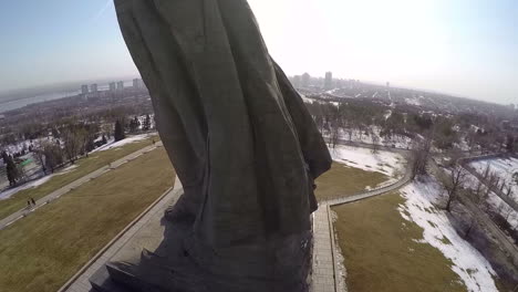 aerial view of the motherland calls statue volgograd