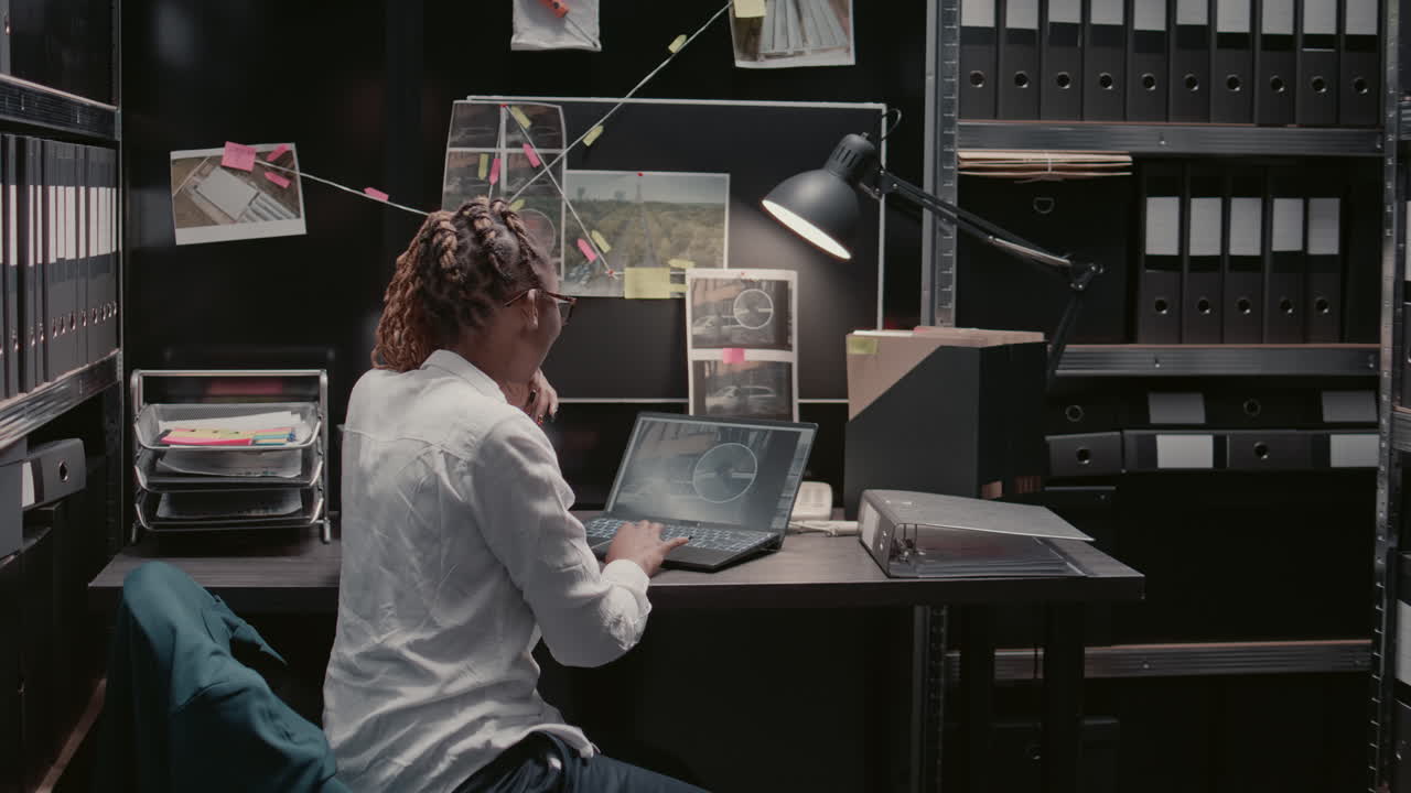 A person working in an office filled with files and folders