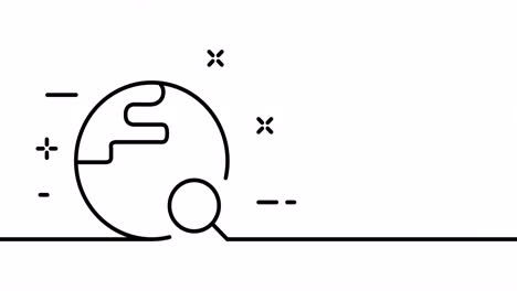 un dibujo de línea, línea sólida internet. una línea de dibujo animación búsqueda de información, búsqueda de datos y búsqueda global. el logotipo de búsqueda está animado. video 4k
