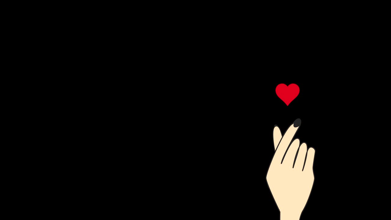 손가락을 는 것에서 떠오르는 추상적인 심장 아이콘