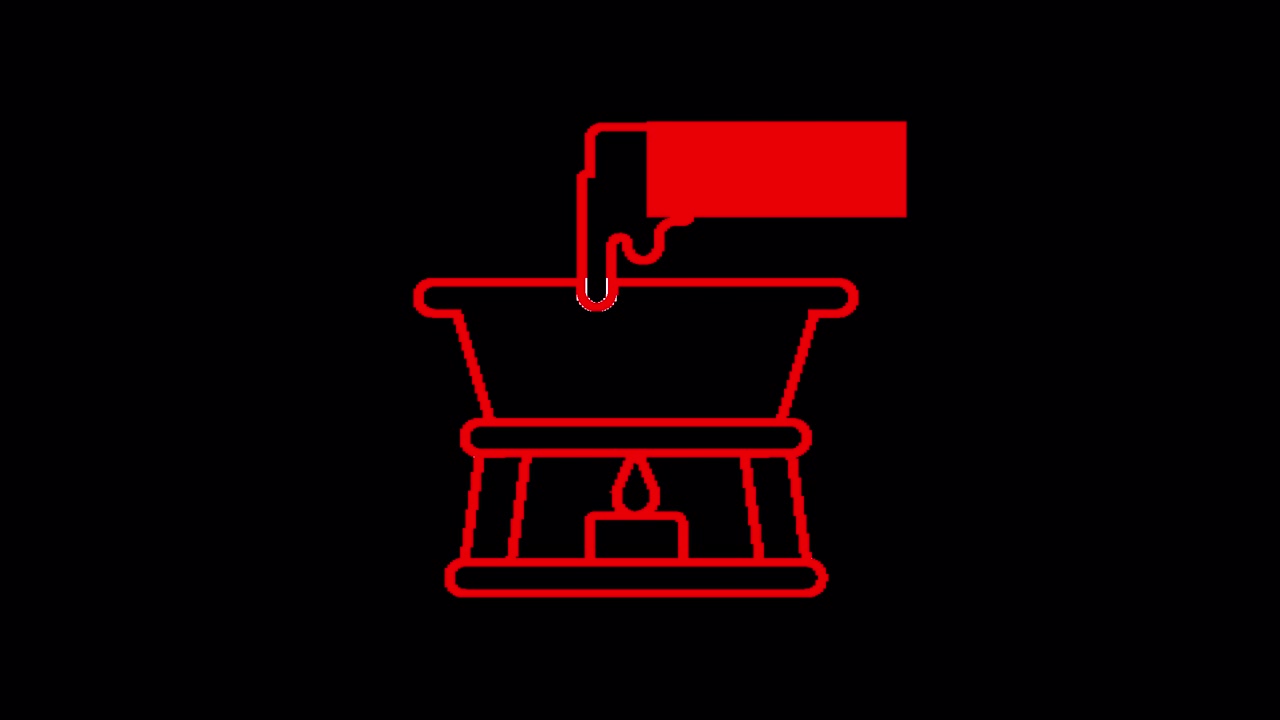 Animated Red Line Art Fondue Pot with Dipping Food