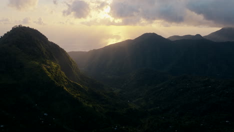 Indonesian-morning,-mountain-silhouettes,-idyllic-Lahangan-Sweet,-Bali