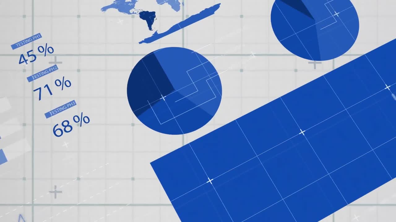 추상적인 배경에 대한 인포그래픽 인터페이스를 통해 그리드 패턴의 애니메이션