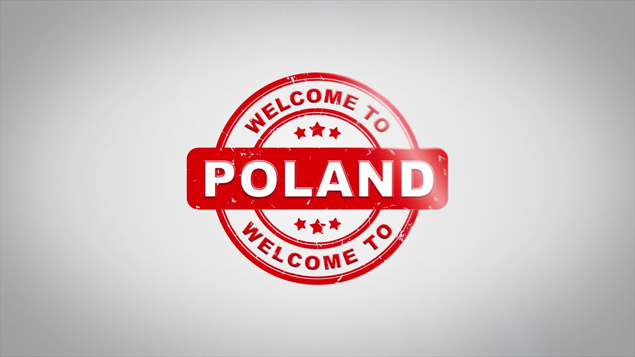 bienvenida a polonia sello gráfico